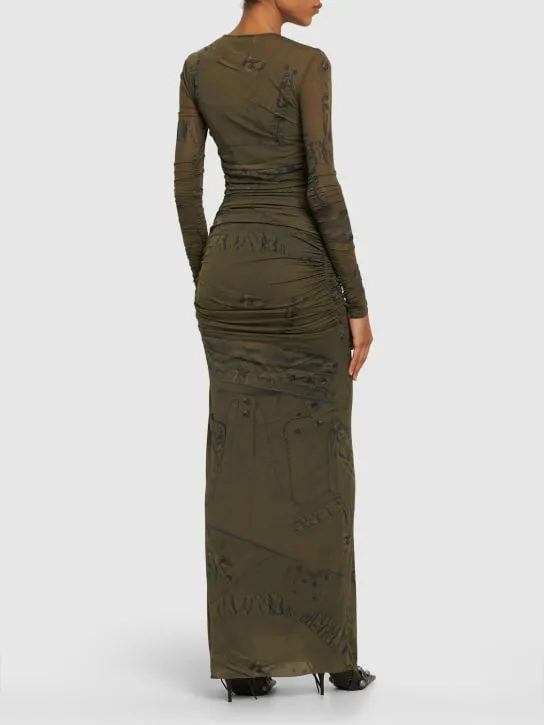 Blumarine   Printed stretch tech long dress 