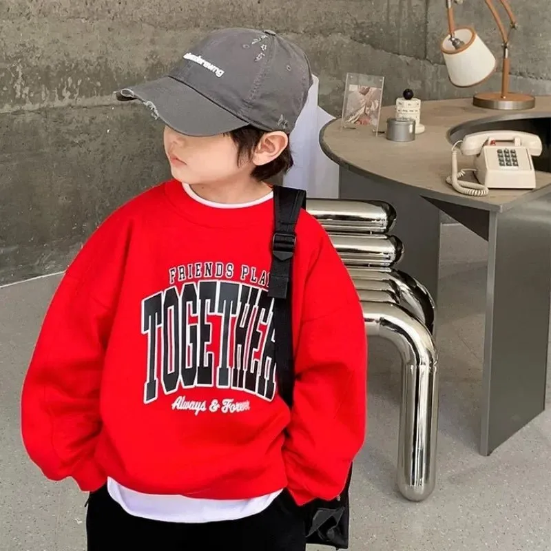Cozy Kids' Playtime Sweatshirt in Grey & Red