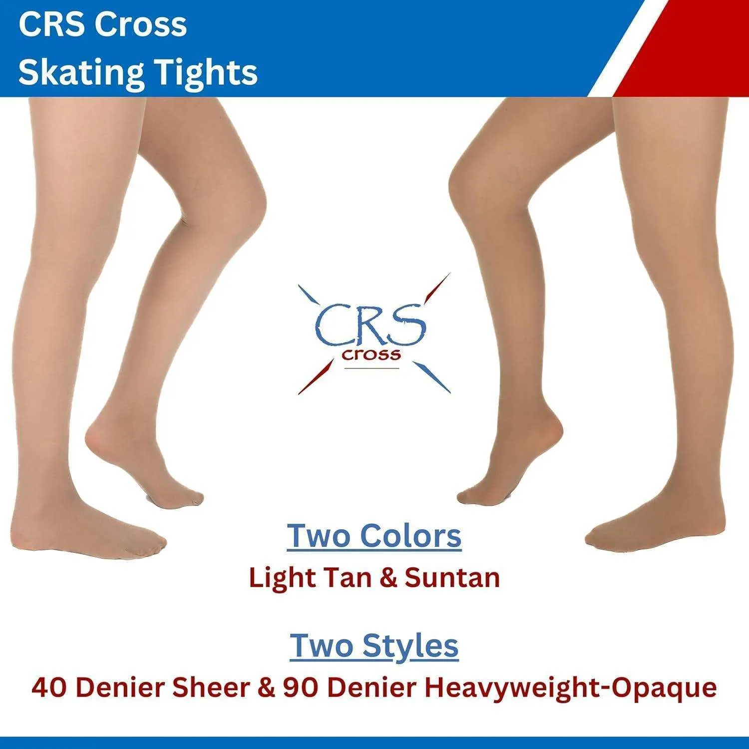 CRS Cross Skating Tights (2 Pair) Footed Tights 40 Denier