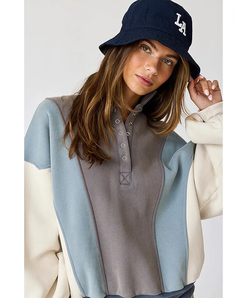 Emma Oversized Washed Colorblock Sweatshirt